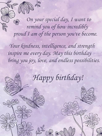 Bamboo Birthday Card - 6" X 4.5" - 1 Pack (With Envelope) | Laser Cut, Butterfly Themed Daughter Card