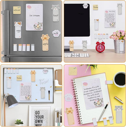 Cute Cartoon Cat Sticky Notes Set, 550 Sheets, Lovely Cat and Paw Shaped Self-Stick Notes Pads Kitty Animal Divider Tabs Bundle Writing Memo Pads Back to School Office Supplies Small Gift