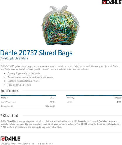Dahle 20737 Shred Bags w/Gusseted Sides for Maximum Capacity, for Dahle 71-120 gal. Shredders, 4 mil. Thickness (Pack of 50)