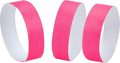 100 Pcs Wristbands, 1-100 Consecutive Numbers Waterproof Tearproof and Printable Wrist Straps Admission Bracelets Tickets (NeonPink)