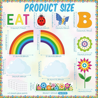 Kosiz Spring Flower Bulletin Board Decorations Set Great Minds Bloom Here Classroom Decorations Colorful Butterfly Rainbow Cloud Paper Cutouts with Floral Borders for School Chalkboard Wall Door Home