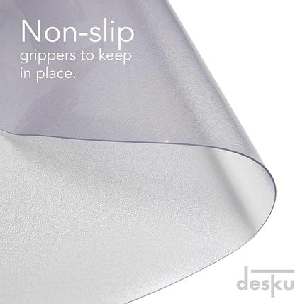 DESKU Flower Power Desk Chair Mat – Heavy-Duty PVC Mats for Hard Floor Protection, Clear, 48 x 49 Inches, Made in The USA
