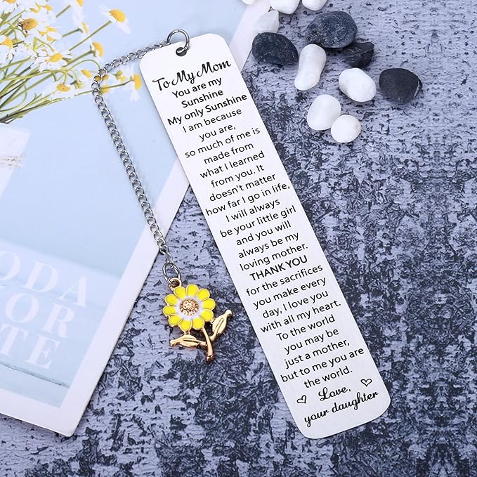 Bookmark Gifts for Mom Mother’s Day Gifts for Mom Mother Mommy from Daughter Christmas Stocking Stuffers Gift for Mom from Daughter Teens Girls Birthday Mom Gifts for Book Lover You are My Sunshine