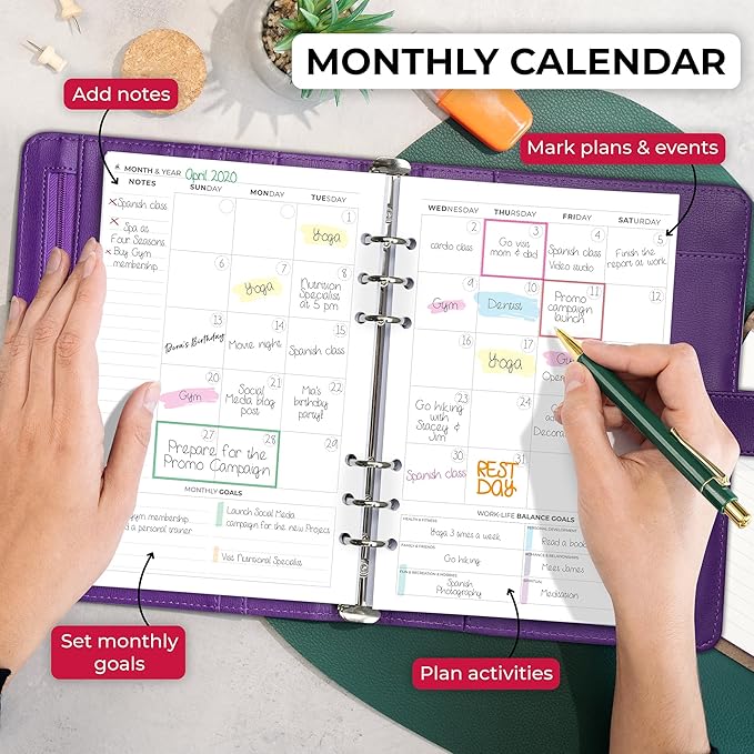 Clever Fox Weekly Planner Binder – Goal Setting Planner for Time Management & Weekly Tasks – Work & Life Organizer with to Do List & Habit Tracker – Undated, 7″ x 9″ Hardcover (Purple)