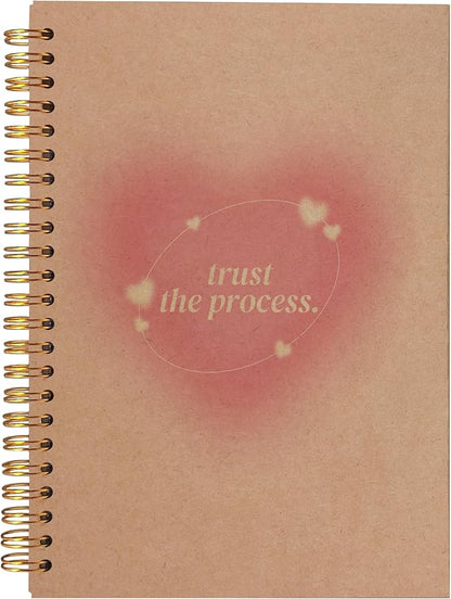 BearCake Aesthetic Notebooks, Trendy Y2K Pink Aura Preppy Notebook Journal, Trust the Process Inspirational Notebooks, Pink Aesthetic Office Supplies, Hardcover Spiral Notebook 5.5x8.3 kraft paper