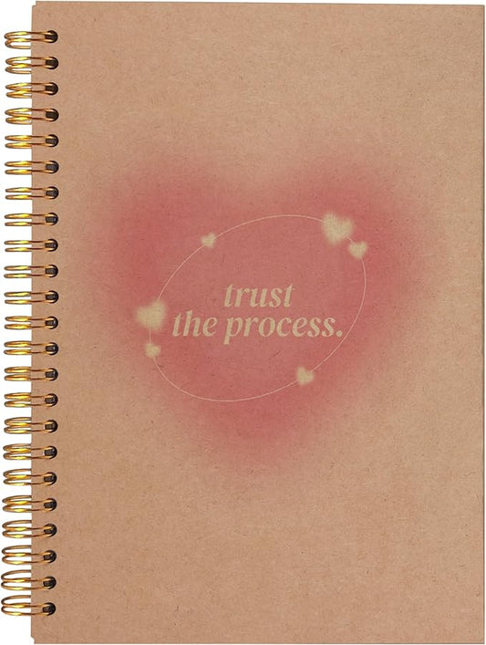 BearCake Aesthetic Notebooks, Trendy Y2K Pink Aura Preppy Notebook Journal, Trust the Process Inspirational Notebooks, Pink Aesthetic Office Supplies, Hardcover Spiral Notebook 5.5x8.3 kraft paper