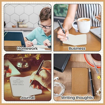 Outus 15 Pcs Mini Pocket Notebook 2.5" x 4" Small Journal Kraft Paper Notepads Bulk Softcover Pocket Notepad Memo Diary Subject Notebooks for Traveler Worker(Brown,Blank Style)