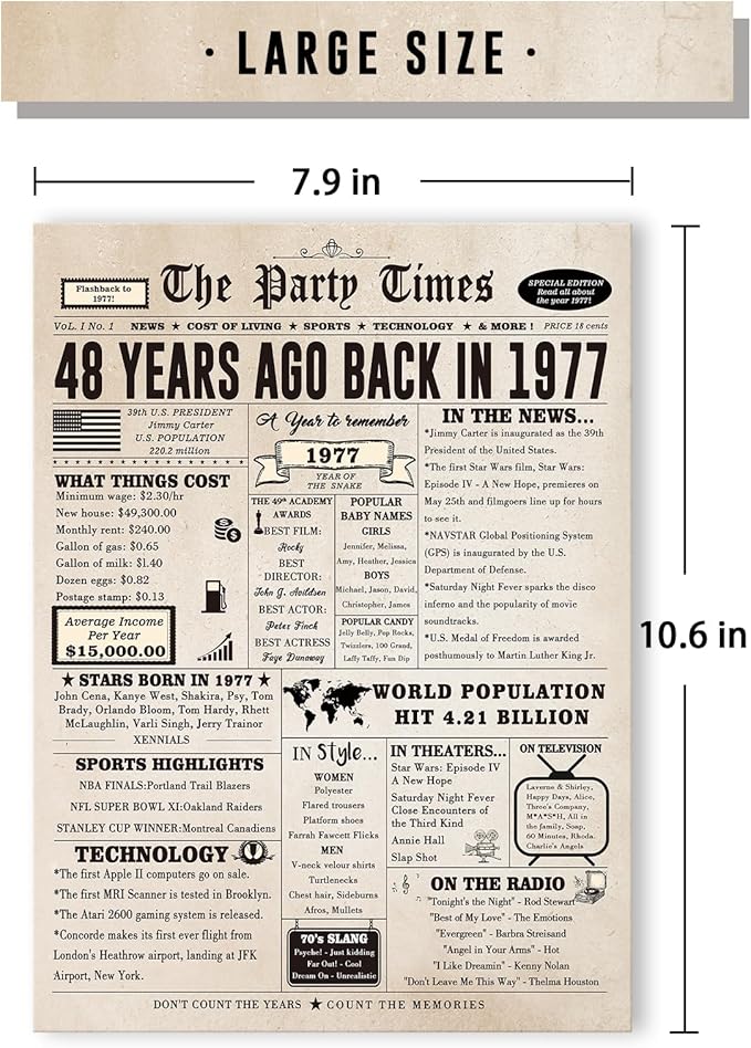 Happy 48th Birthday Card for Women Men, Funny 48 Year Old Birthday Gift Card for Husband Wife Him Her, Retro 48th Bday Decorations Ideas