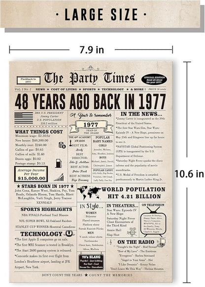 Happy 48th Birthday Card for Women Men, Funny 48 Year Old Birthday Gift Card for Husband Wife Him Her, Retro 48th Bday Decorations Ideas