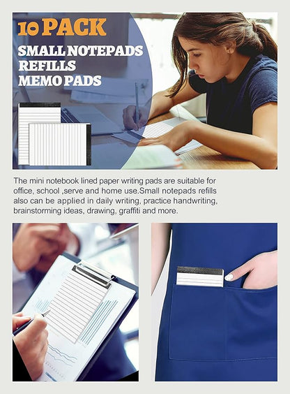 10 Pack Notepad Small Lined Writing Notepads 4 x 6 Inch Memo Pads Refills Paper Tear off Note Pads 4 x 6” Scratch Pads Server Writing Pad Small Notebook with 30 sheets in Each Pad for School Office