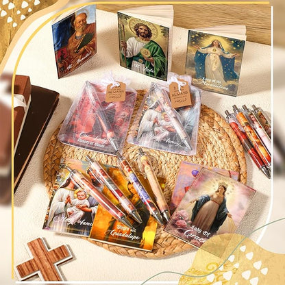 200 Pcs Bible Verse Sets Church Christian Gift Include 50 Scripture Notebooks 50 Bible Bamboo Pens 50 Thanks Tags 50 Organza Bags for Women Man Christian Party Gifts(Vivid Color,Jesus)