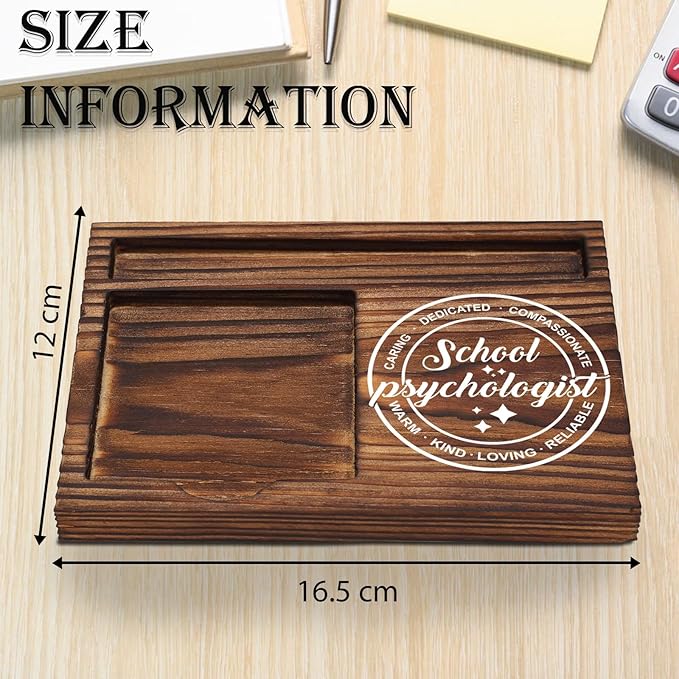 School Psychologist Gift Sticky Note Holder Wooden, Thank You School Psych Counselor Gift, Appreciation Gift for Psychology Graduate Therapist Social Worker Desk Self-Stick Note Pad Holders TZP13