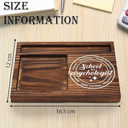School Psychologist Gift Sticky Note Holder Wooden, Thank You School Psych Counselor Gift, Appreciation Gift for Psychology Graduate Therapist Social Worker Desk Self-Stick Note Pad Holders TZP13