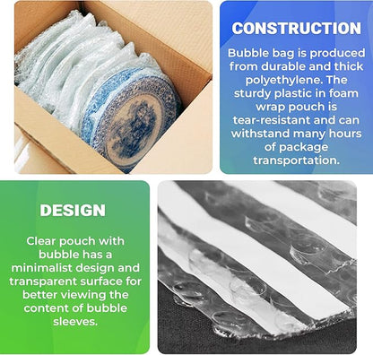 Clear Bubble Out Bags, 15 x 17.5 Inches. 10 Pack Self Seal Bubble Pouches. Polyethylene Clear Bubble Bags for Packing. Waterproof Clear Bubble Out Pouches for Fragile Things