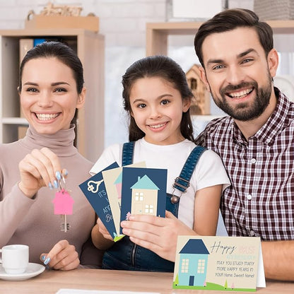 48 Pcs Happy Home Anniversary Cards with Envelopes Bulk Blank Welcome House Cards Real Estate Thank You Notes Housewarming Gifts for Clients Neighbors, 4 x 6 in(Pastel)