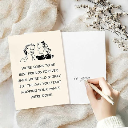 Funny Birthday Card Gift for Best Friend, Humor Friendship Card for Women Her, Sweet Birthday Friendship Gifts Cards for Bestie Sister Bestfriend