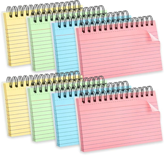 Koogel 400 Pieces Multicolor Index Cards, 3x5 Inches Ruled Index Cards Sprial Note Taking Paper in Multiple Colors for School, Learning, Memory, Recipe, Memo Scratch Pad, DIY Greeting Card