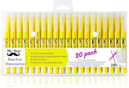 Mr. Pen- Gel Highlighters, Bible Highlighter, Pack of 20, No Bleed Highlighter, Fluorescent Yellow Highlighters, Dry Highlighter, Bible Study Highlighter, Bible Journaling Supplies