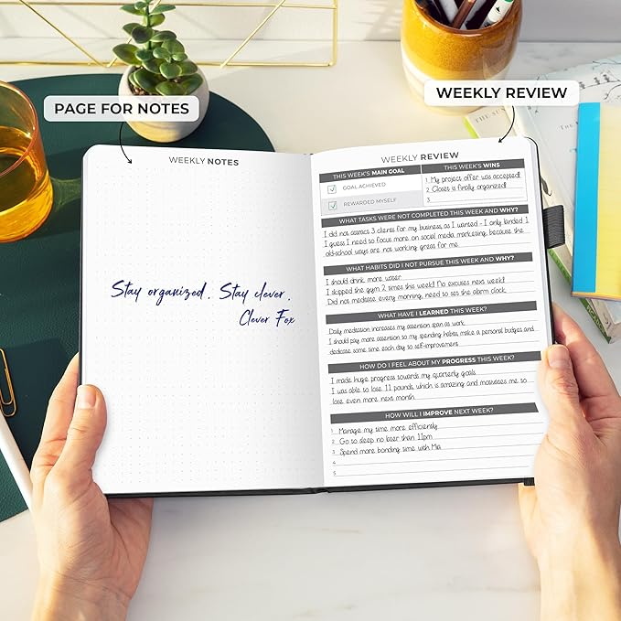 Clever Fox Daily Planner – Undated Planning Notebook with Hourly Schedule & to-Do List – Personal Day Task & Work Organizer, 6 Months (Black)