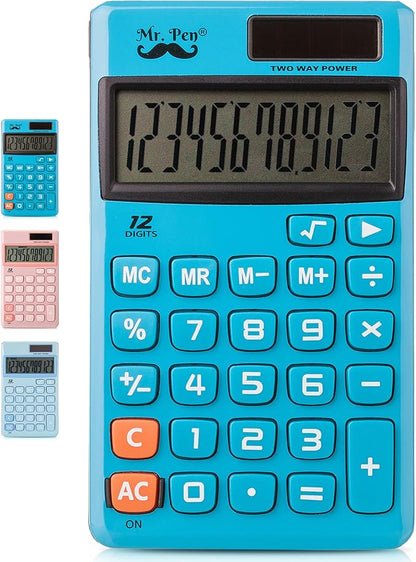Mr. Pen- Standard Function Calculator, 12 Digits, Small Calculator, Solar Calculator, Pocket Calculator, Simple Calculator, Basic Office Calculators, Solar Handheld Calculator, Standard Calculator