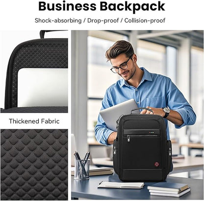 Business Laptop Backpack for Men Women, 20L Large Bookbag Travel TSA Approved Carry on Backpack Waterproof Casual Daypack 15.6" Professional Computer Bag with Thicker Compartments, Black