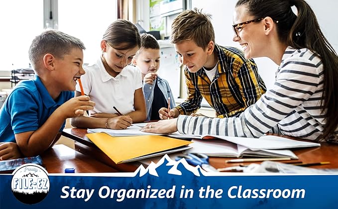 FILE-EZ Two-Pocket Folders, Yellow, 25-Pack, Textured Paper, Letter Size (EZ-32570)