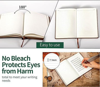 CAGIE Lined Journal for Men Soft Cover Notebook Leather Journals for Writing, 180 Lay Flat Vintage Mens Journal Personal Diary, 5.7'' X 8.3'', Dark Green