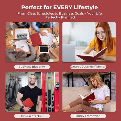 Weekly Monthly 2026 Planner (Jan.26-Dec.26),11.5"x8.5",12 Months Agenda Plan with Month Tabs & Pocket,Expenses/Note Pages, Appointment Book Calendar with Hardcover Vegan Leather Cover,Red