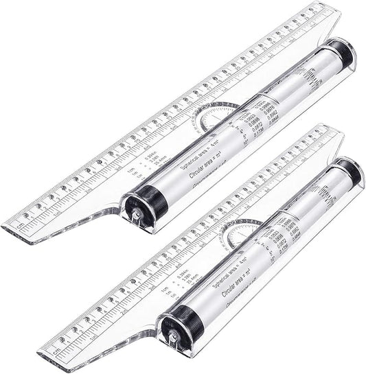 Frienda 2 Pieces Plastic Measuring Rolling Ruler Drawing Parallel Multifunctional Drafting Ruler for Architect Office Math(12 Inch)