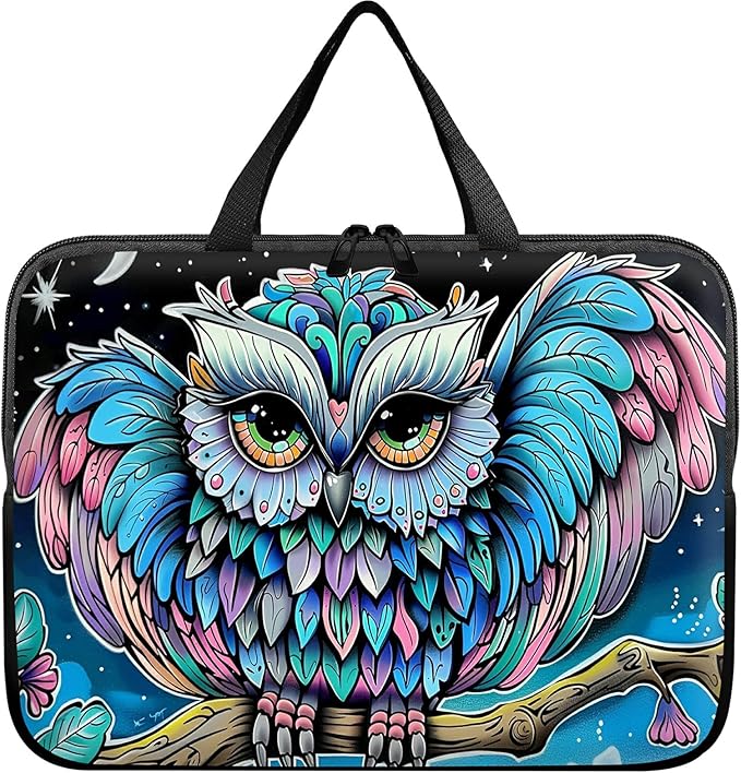Universal Tablet Laptop Sleeve Case 10 inch, Owl Blue Slim Carrying Case Durable Handbag Travel Laptop Bag for 7 to 10-inch Laptops/Notebook/Kids Tablet/ipad/eBook Readers