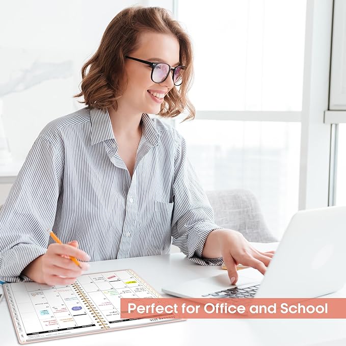 2026 Planner, Weekly and Monthly Calendar Planner, January 2026 - December 2026, Hardcover 2026 Calendar Planner Book with Tabs For Women & Men, Inner Pocket, Spiral Bound, Perfect for Office Home School Supplies - A5 (6.3" x 8.5"), Pink