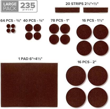 Felt Furniture Pads X-PROTECTOR 235 PCS Premium Furniture Pads - Felt Pads Furniture Feet Best Wood Floor Protectors - Protect Your Hardwood & Laminate Flooring!
