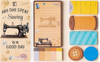 Retro Sewing Sticky Notes Set - Any Day Spent Sewing is A Good Day Self-Stick Note Pads Teacher Appreciation Notepads Writing Memo Pad Page Marker Back to School Office Supplies, 550 Sheets