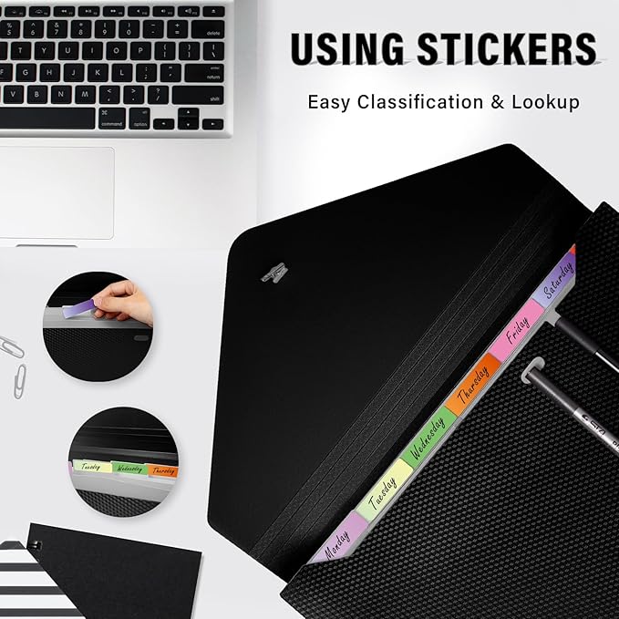 Nicecho Expanding File Folder, 7 Pockets Accordion File Organizer, A4 Letter Size Paper Document Receipt Organizer Accordian Filing Folder for Classroom, Home, Office and Travel