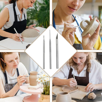 14 Polymer Clay Tools Acrylic Roller Clay Rolling Pin with Thickness Rings Tissue Blade Sculpting Earring Making Kit Supplies Slicer Knife Dotting Tool Jewelry Accessories Mini Cutters Press