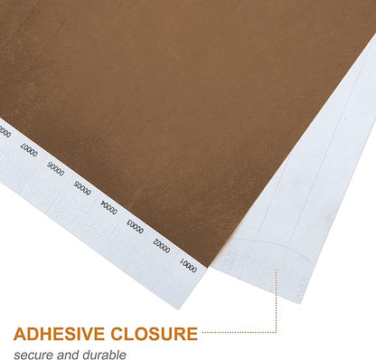 100 Pcs Wristbands, 1-100 Consecutive Numbers Waterproof Tearproof and Printable Wrist Straps Admission Bracelets Tickets (Brown)