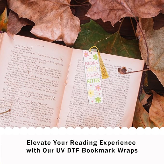 AFRITEE UV DTF Bookmark Stickers - 24 Pcs Boho Butterfly Flowers Acrylic Blank Bookmarks Double-Sided Sticker Uvdtf Decals About Plant Theme, Coquette Bow Rub on Transfer Decal for DIY Booklover Gifts