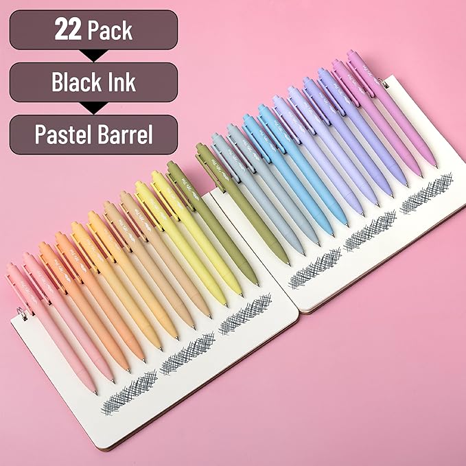 Mr. Pen- Retractable Gel Pens, 22 Pack, Black Ink, Mild Barrel Gel Pens, Gel Pens Fine Point 0.7mm, Retractable Pens, Cute Pens, Gel Ink Pens, Aesthetic Pens for Journaling Fine Tip Pens