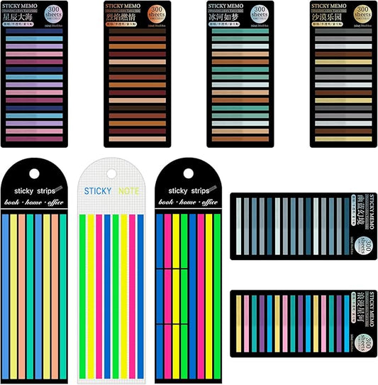 HAUTOCO 2440pcs Transparent Highlighter Tape, Removable Long Highlighter Strips for Annotating Books, Morandi Neon Clear Sticky Tabs Page Markers Index Flags Aesthetic Office School Supplies