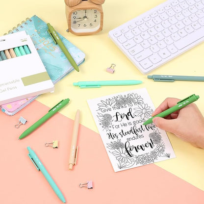 Mr. Pen- Retractable Gel Pens, 12 Pack, Black Ink, Green Ombre Color Barrel Gel Pens, Gel Pens Fine Point 0.5mm, Retractable Pens, Cute Pens, Gel Ink Pens, Aesthetic Pens for Journaling Fine Tip Pens