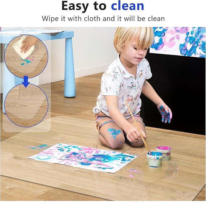 Office Chair Mat for Hardwood Floor, 36"×47" Fully Clear Desk Chair Mat for Rolling Chairs, 2mm Heavy Duty Floor Protector Mat for Home Office, Easy Glide, Flat Without Curling