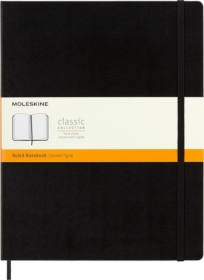 Moleskine Classic Notebook, Hard Cover, XXL (8.5" x 11") Ruled/Lined, Black, 192 Pages
