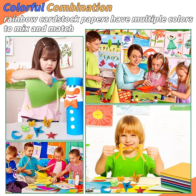 300 Sheets Colored Cardstock Bulk, 30 Assorted A4 Cardstock Paper 250gsm Colorful Card Stock, 8.3 x 11.7 Thick Double Sided Printed Cardstock for DIY Art Craft Scrapbooking Making School Party