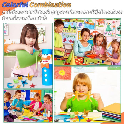 300 Sheets Colored Cardstock Bulk, 30 Assorted A4 Cardstock Paper 250gsm Colorful Card Stock, 8.3 x 11.7 Thick Double Sided Printed Cardstock for DIY Art Craft Scrapbooking Making School Party