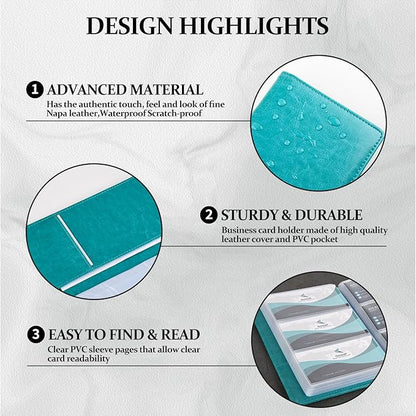 300 Card Capacity Leather Business Card Book Holder Organizer, Card Binder Professional PU Name Card Credit Cards Booklet (Multiple Colors Optional)