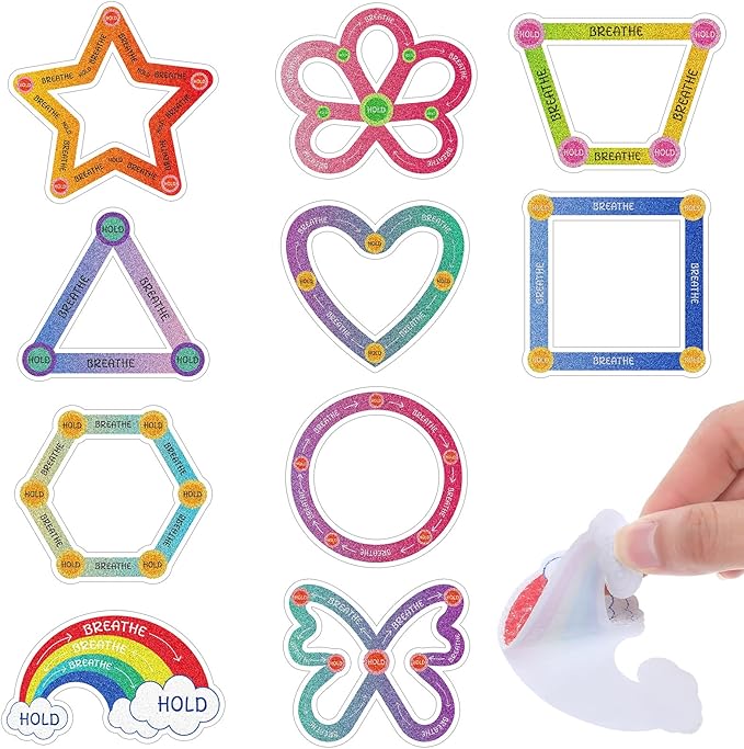 80 Pcs Anxiety Sensory Stickers with Inspirational Quotes Calm Textured Strips Relief Mental Health Stickers School Office Adhesive Sensory Tape Anti Stress Toys for Adults Teens (Shaped)