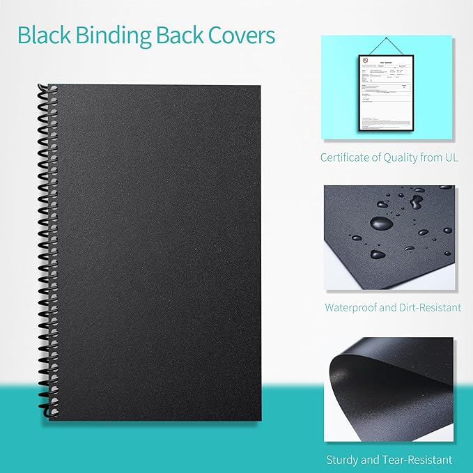 Binditek 100 Pack Binding Covers and Backs Set, 5.5 x 8.5 Inches, Including 50 Pcs 8 Mil Clear PVC Binding Covers, 50 Pcs 12 Mil Sand-Textured Polycovers, for Half Letter Size