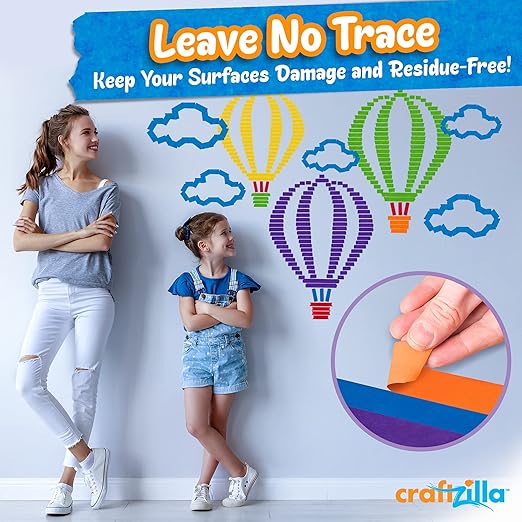 Colored Masking Tape – 7 Roll Multi Pack – 210 Feet x 1 Inch of Colorful Craft Tape for Arts & Crafts, Labeling and Color-Coding