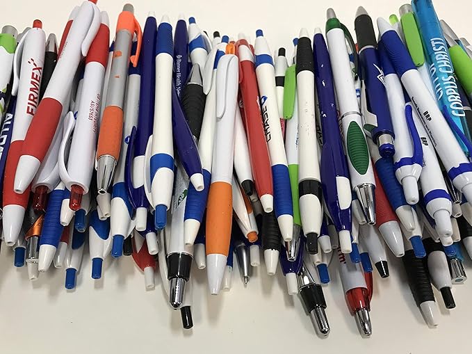 Closeouts For Less 175 Lot Misprint Ink Pens, Ball Point, Plastic, Retractable