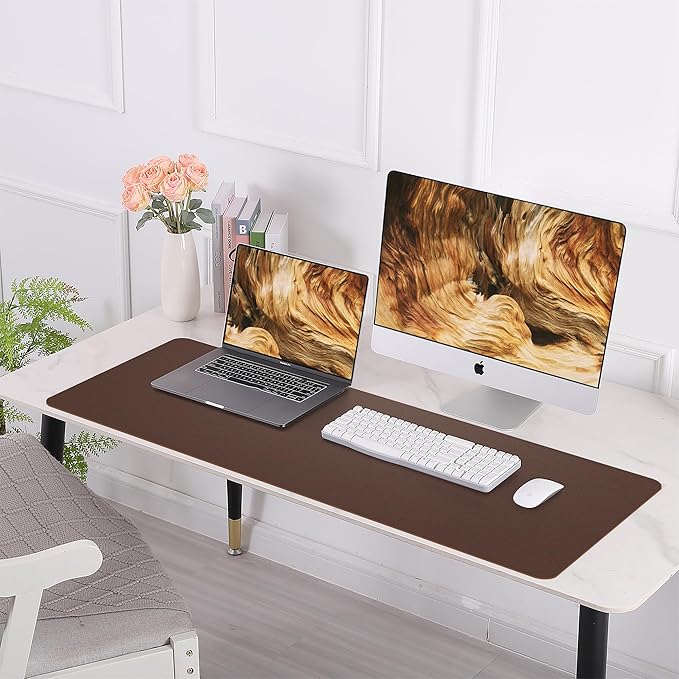 Desk Mat,35.4" x 17" Leather Desk mat,Double-Sided Desk Pad,Desk matt for Desktop,Large Mouse Pad,Office Desk mat,Waterproof Desk Blotter pad for Office&Home(Black+Cork)